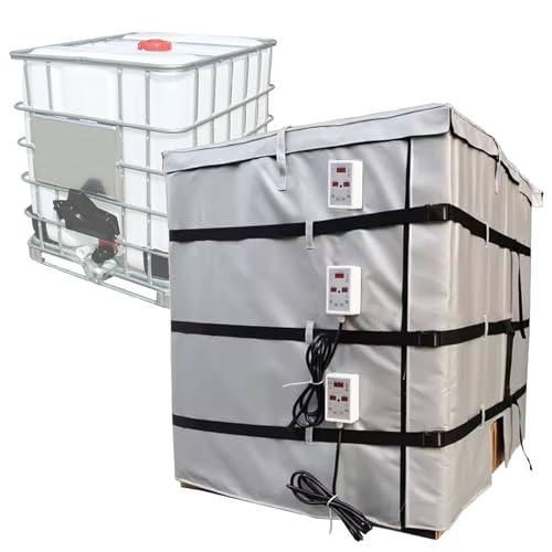 VNATWGOO Manta Calefactora para BidóN, para BidóN De Aceite De 55 Galones/Barril IBC De 1000 L, Calentador De Barril De Grasa De 110 V/220 V, con Controlador De Ajuste De Temperatura,1000L-Grey