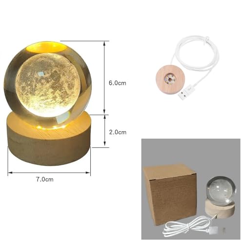 Image of 3D Taj Mahal LED Crystal Ball USB Night Light, 6 Cm Glass Ball Night Lamp With Woodern Base, Decorations Gifts For Men & Women Meditation Or Relaxation
