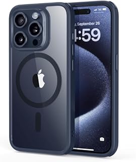 ESR Etui do iPhone 15 Pro, kompatybilne z MagSafe, wojskowa ochrona, odporne na żółknięcie, zarysowania tył, magnetyczne etui na telefon komórkowy iPhone 15 Pro, seria Classic, ciemnoniebieskie