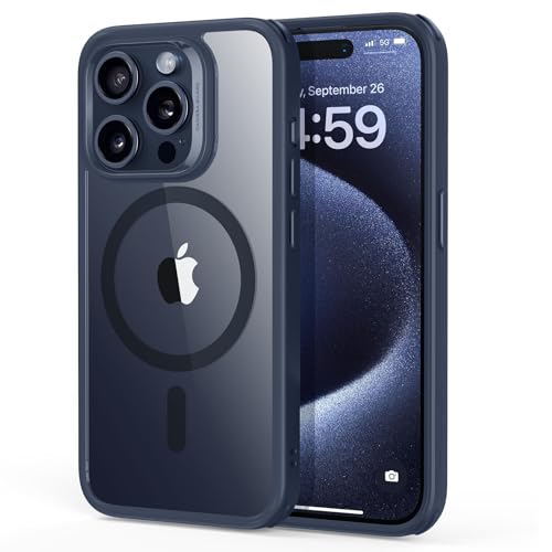 ESR fĂĽr iPhone 15 Pro HĂĽlle fĂĽr MagSafe, Vergilbungsschutz, Dunkelblau