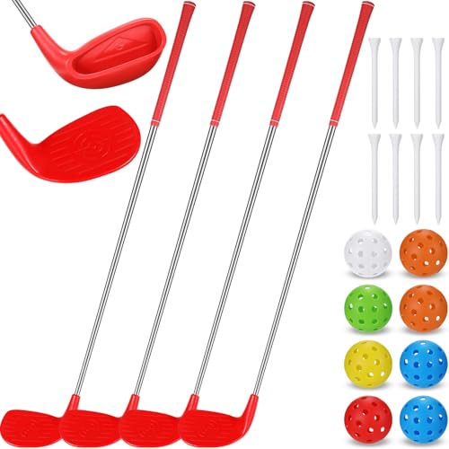 Realspring 2 Pack 36 Backyard Golf Club Set with Oversize Heads Golf Club for Home Backyard Bucket Game Chipping Clubs Outdoor Indoor Training Practice Gift for Adults(Red 36 Inch)