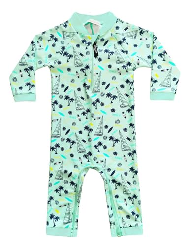 Image of weVSwe Baby Toddler UPF 50+ Sun Protection Rash Guard Long Sleeve Swimsuit with Crotch Zipper