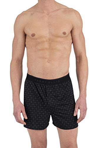 Perry Ellis Men's Diamond Rim Luxe Boxer Short, Black/Aluminum, Medium