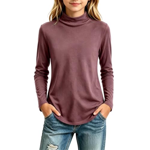 Girls Fashion Versatile Mock Neck Long Sleeve Tops Pullover Shirts
