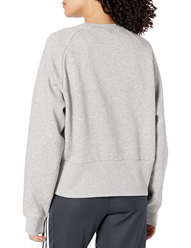 Adidas Women's Studio Fleece Sweatshirt, Medium Grey Heather/White, Large #TOP27