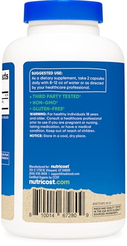 nutricost noni capsules 500mg 240 capsules - ccof certified made with organic noni non-gmo gluten free