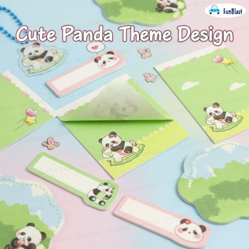 Image of FunBlast Panda Sticky Notes - Cute Panda Memo Pad, Kawaii Sticky Note for Kids & Girls, Self Adhesive Notes and Bookmark, Stationery Gift for School, Office & Personal Use (Random)