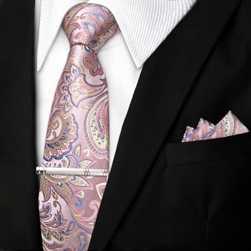 Image of DiBanGu Silk Floral Ties for Men Woven Paisley Necktie