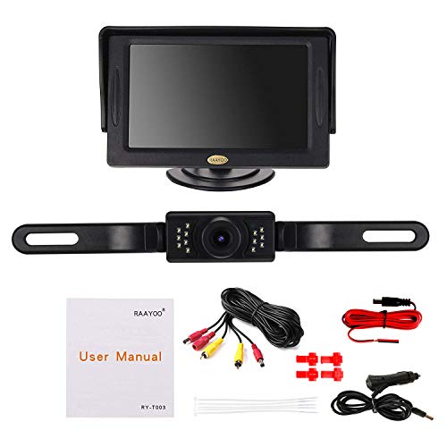 Backup Camera and Monitor Kit,RAAYOO 2020 Upgrade 2nd Generation Car Rear View Reversing Camera Automotive with 150° Perfect View Angle 13 Auto-Lighting LED Lights Night Vision IP69 Level Waterproof