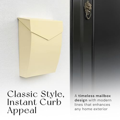 Image of NACH Mailboxes for Outside Wall Mount, 4.8 x 10 x 13 inch Cream Wall Mounted Mailboxes for Outside, Waterpoof Mailbox for House - The Bradley Large Mail Box