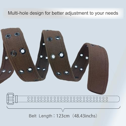 Double Grommets Belt for Men,Canvas Belt for Men and Women with Double Prong Thick Metal Buckle4