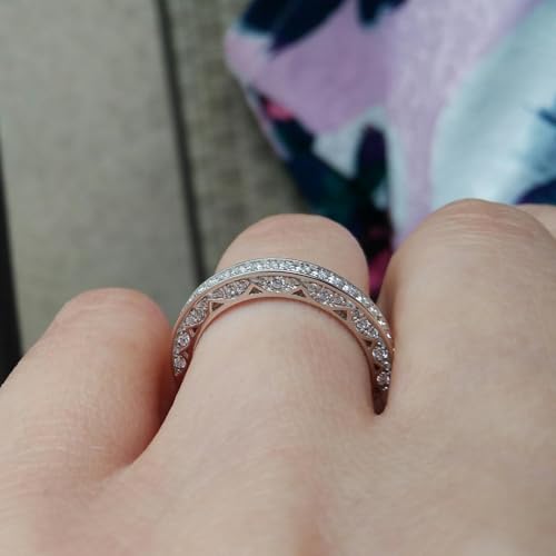 Newshe Jewellery Stackable Wedding Band Cubic Zirconia Engagement Rings for Women 925 Sterling Silver Eternity Anniversary Bridal Size 4-133