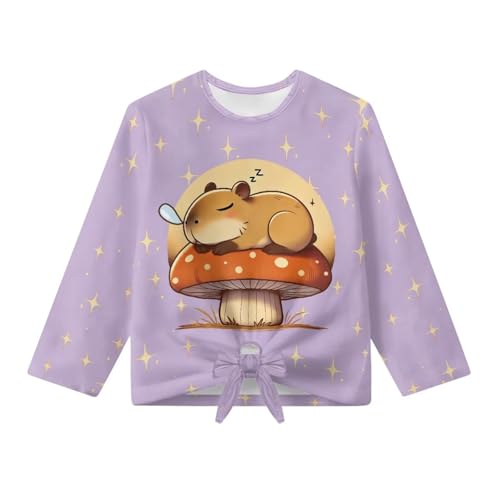 Girls Long Sleeve T Shirts for School Vacation Casual Daily Wear Fall Top Machine Washable Pullover Sweatshirt