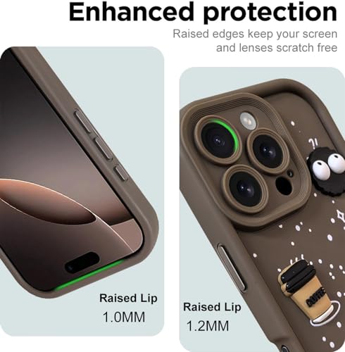 Image of SHINESTAR Back Cover for iPhone 16 Pro - 3D Cartoon Coffee & Eyes Design | Soft Silicone Shockproof Case with Full Camera Protection | Cute & Playful Phone Cover - Brown
