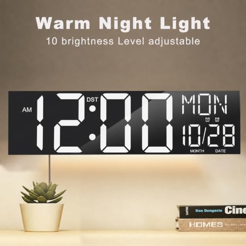 Image of JALL 30 inch Giant Digital Wall Clock, Extra Large LED Clock with Remote, Huge Wall Clock with Jumbo Numbers for Living Room, White