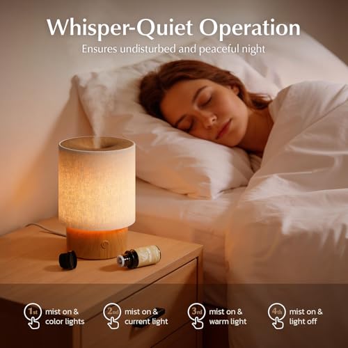 ARVIDSSON Essential Oil Diffuser with Fabric Cover, 100ml Aromatherapy Diffuser for Home, Ultrasonic Diffuser with Night Lamp and Auto Shut-Off, Scent Oil Diffusers for Bedroom - Image 5
