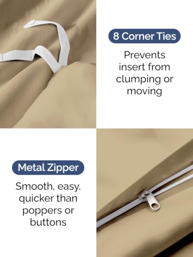 Image of Duvet Cover Oversized Queen Size - 3 Piece with Zipper Closure - Beige