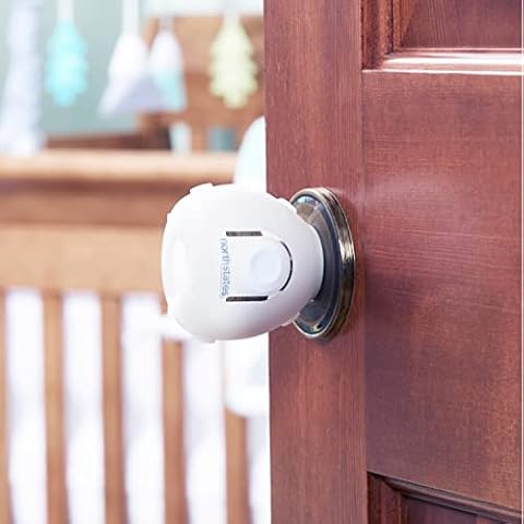 Toddleroo by North States Door Knob Covers | Prevents Child from Opening Doors l Fits Most Doors – assembles Easily for a Quick Safety Solution | Baby- Proof with Confidence (2-Pack, White) Cover