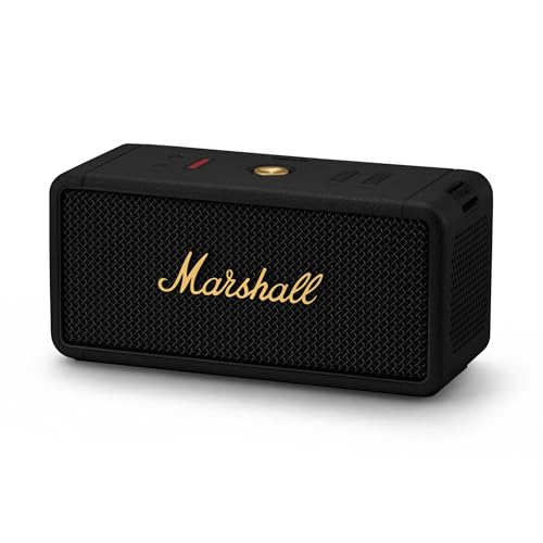 Image of Marshall Middleton Portable Bluetooth Speaker - Rugged Waterproof /Dust-proof Design | Loud Stereo Sound, Deep Bass | Compact and Wireless for Travel and Outdoors - Black and Brass