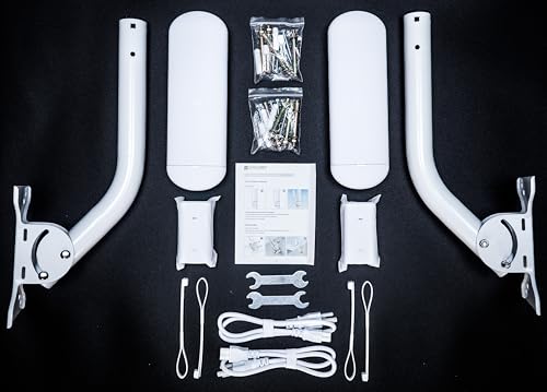 Image of Wireless Bridge Ubiquiti NS-5AC PRE-CONFIGURED, Bundle of 2 Nanostation NS5AC with J Poles, Point to Point Outdoor WiFi Bridge, Plugh and Play, 5GHz, 450+Mbps, 15+km Link Range, Network Bridge
