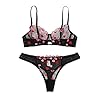 Briskorry Lingerieset voor dames, sexy kanten ondergoed, transparante lingerie, liefdesmotief, borduurwerk, push-up beha…