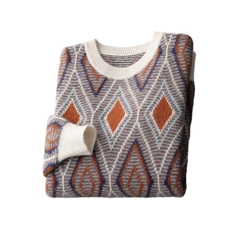 Men Crew Neck Cashmere Sweater Fall Winter Soft Warm Pullover Casual Travel Contrasting Colors Jumpers