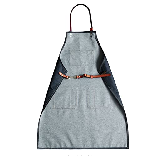 Delantales de Chef para Hombres Delantal de Trabajo de Mezclilla Profesional Delantales de Peluquero para Mujeres con Bolsillos para cocinar Barbacoa