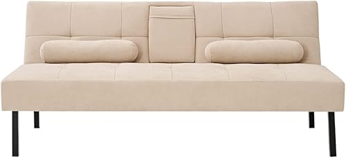 Miniatura 10 de Panana Sofá cama futón, sofá convertible, sofá reclinable de tela con clic, sofá reclinable de tela, 64.9 pulgadas de largo x 19.6 pulgadas de ancho