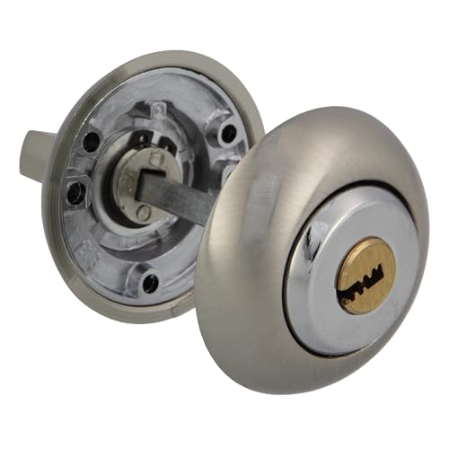 Amig - Muletilla con llave de punto Mod. 50R-KD - Combinación cilindro-condena - Cromado mate - Aumenta la seguridad en puertas de entrada - Para puertas de 35 a 45 mm de espesor - Roseta de Ø54 mm