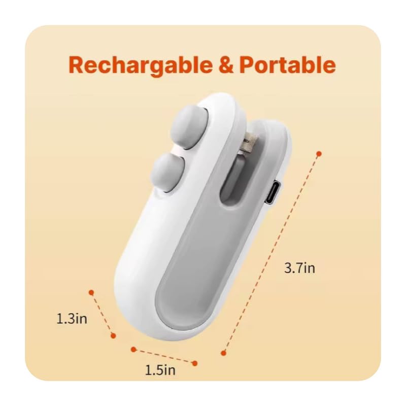 Image of AQAY 2-in-1 Bag Sealer and Cutter, Mini Food Sealer with Magnet Design, Mini Rechargeable Handheld Bag Sealing Machine for Chips Snacks Plastic Bags Fresh Storage Color - White