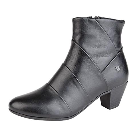 Cipriata Womens Ladies Real Leather Memory Foam Mid Heel Zip Ankle Boots Black Size 5 Cover
