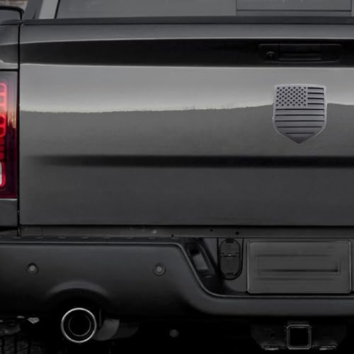 Image of American Flag Rear Tailgate Emblem Badge Compatible with Dodge Ram 2010-2018 1500 2500 3500 Matte Black