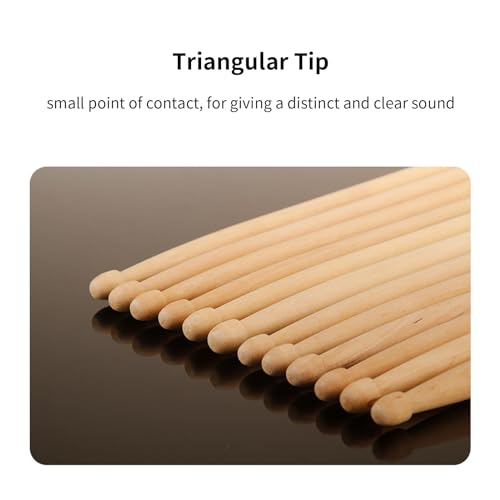 1 par de baquetas para batería 5A de madera de arce con mango antideslizante y punta triangular, para instrumentos de percusión (rojo) miniatura 5