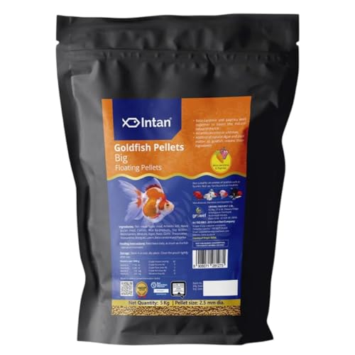 Image of Intan Goldfish Pellets Fish Food | Big Floating Pellets for Fish | Daily Nutrition Fish Feed for Health & Growth | Pack 5 Kg Pellet Size - 2.5 mm Dia, Pack of 1,All Life Stages