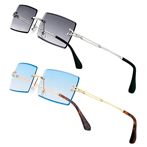Image of Stylish Small Rectangle Sunglasses Women Men Tinted Frameless Eyewear Ultralight Candy Color Ocean Sun Glasses Shades NP1034