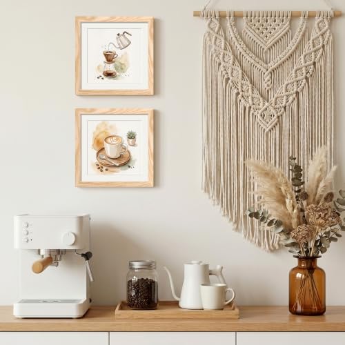 Image of upsimples 10x10 Picture Frame, Display Pictures 8x8 with Mat or 10 x 10 Without, Wall Hanging Square Frames, Natural Style, 1 Pack