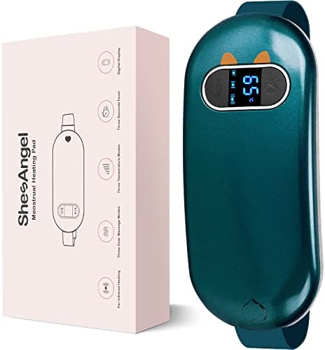 Heating Pad, Portable Cordless Menstrual Heating Pad 5s Fast Heating, Heating Pads for Cramps with 3 Heat Levels and 3 Massage Modes, Heating Pad for Back Pain Gifts for Women and Girls (Deep Green)