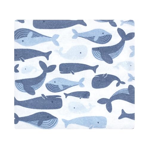 Image of Hudson Baby Unisex Baby Cotton Flannel Receiving Blankets 7-Pack Bundle, Cute Whales, One Size