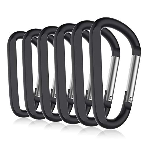CampTek 3" D Ring Carabiner Clips, Improved Unlocking Caribeaner Keychain Pack for Backpack