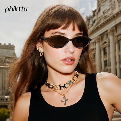 Sunglasses-Womens Retro-Oval-Sunglasses-for-Women Cat Eye 90s Y2k UV400 Lightweight Narrow Vintage Shades2