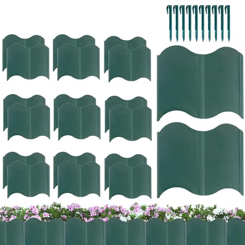 YAOPIU Borde de Jardín y Delimitador de Paisaje - 20 Piezas Borde de Valla Flexible para Jardín,Cerca Desmontable para Parterres, Césped y Caminos de en Patio y Entrada