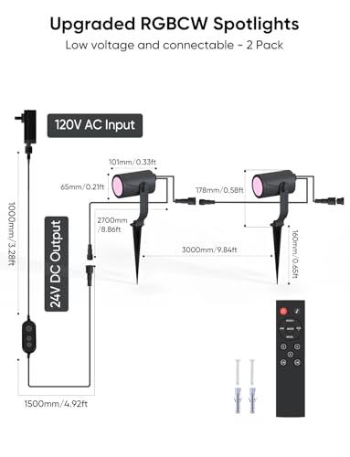 Image of APPECK Outdoor Spot Light 600lm, Smart Landscape Lighting Kit 2 Pack, RGBCW Color Changing Low Voltage Landscape Lights, IP65 Waterproof, App /Voice /Remote Control, for Garden Pathway Yard Decor