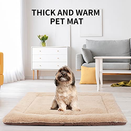 Vejaoo Hundebett Hundematte Weiche und warme Matte Hundekissen für Hunde und Katzen Sofa für Heimtiere XZ014 (Wick Khaki, XL (100X70CM))