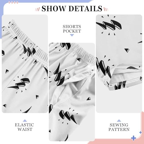 Boys' Pants Black Lightning Bolt Doodle Long Bottoms Jogger Pants Elastic Waist Trousers with Pockets S-XL4