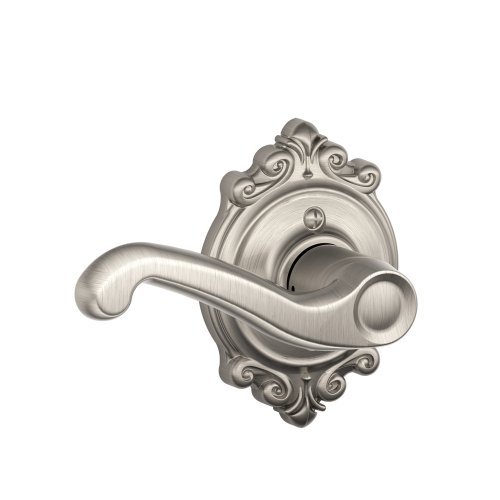 Flair Left Handed Lever with Brookshire Trim Non-Turning Lock, Satin Nickel (F170 FLA 619 BRK LH)