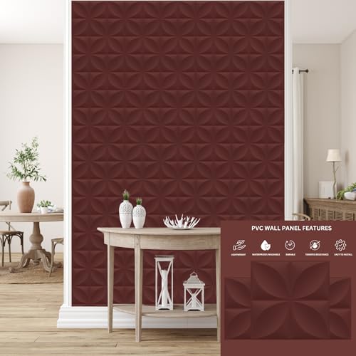 Image of Kayra Decor 3D Wall Panel - USA Certified SGS Approved Butterfly Design Ruby Rose Color 19.7 inch x 19.7 inch (Pack of 18) - Covers 48.51 Sq. Ft.