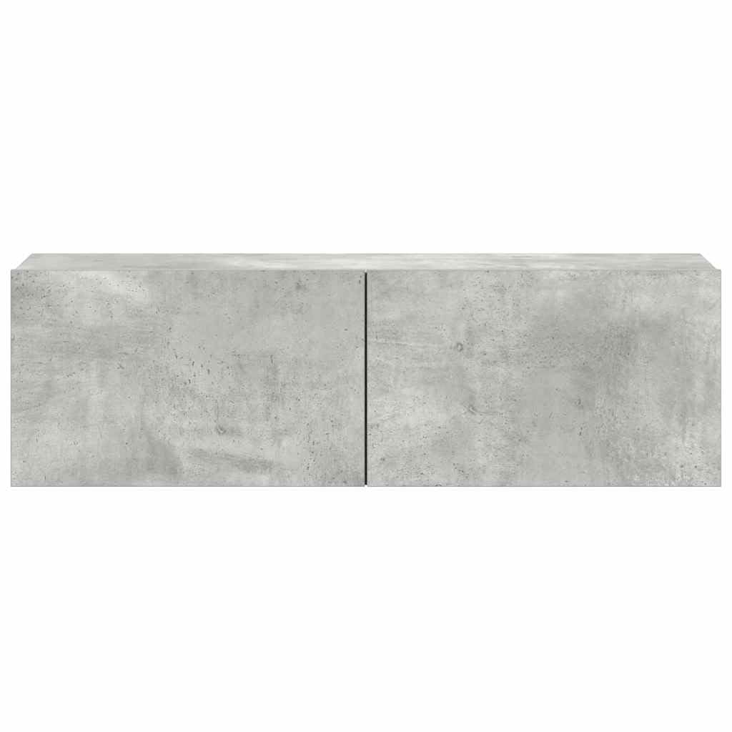 3-TLG. TV-Schrank-Set Betongrau Holzwerkstoff, Modernes Media-Center, Wandmontage, Stauraum für Wohnzimmer & Schlafzimmer, 100x30x30 cm