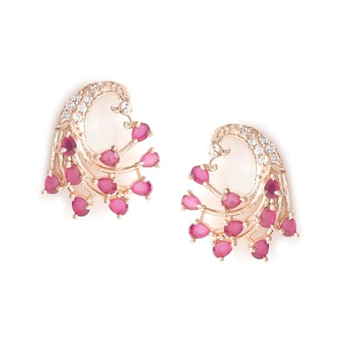 Rubans Rose-Gold Plated Peacock Shaped Ruby Studded Earrings (B0D6KSQQT1) Amazon Price History, Amazon Price Tracker