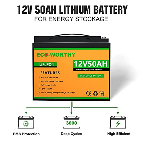 ECO-WORTHY 520W Solar Wind Complete Power System 12V Off-Grid Kit for Home Energy Backup:400W Wind Turbine Generator + 120W Mono Solar Panel + 600W Pure Sine Inverter+ 50Ah Lithium Battery… - Image 6
