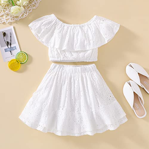 Ropa de verano para niñas transpirable con falda vaquera elástica y lazo 2
